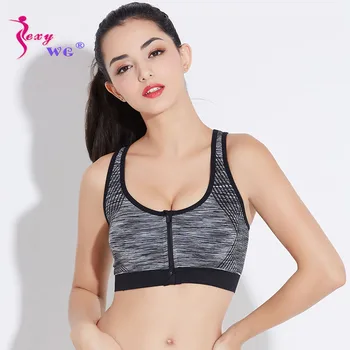 

SEXYWG Woman Yoga Sports Bra Zipper Push Up Sport T-shirt Shockproof Gym Fitness Athletic Running Top Fitness Bh Sport Bra Tops