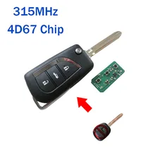 Antes de 2013 Aleta Dobrar 315 MHz 433 MHz Remoto Chave Apto Para Toyota Land Cruiser Prado 433 Mhz Com 4D67 Chip De Alarme De Carro Fob