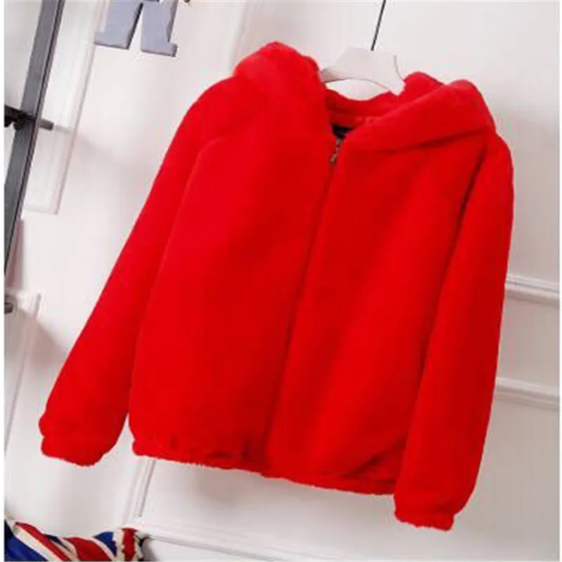

Woman Autumn and Winter Faux Fur Jacket 2018 Female Fashion Oversized Causal Hooded Coat
