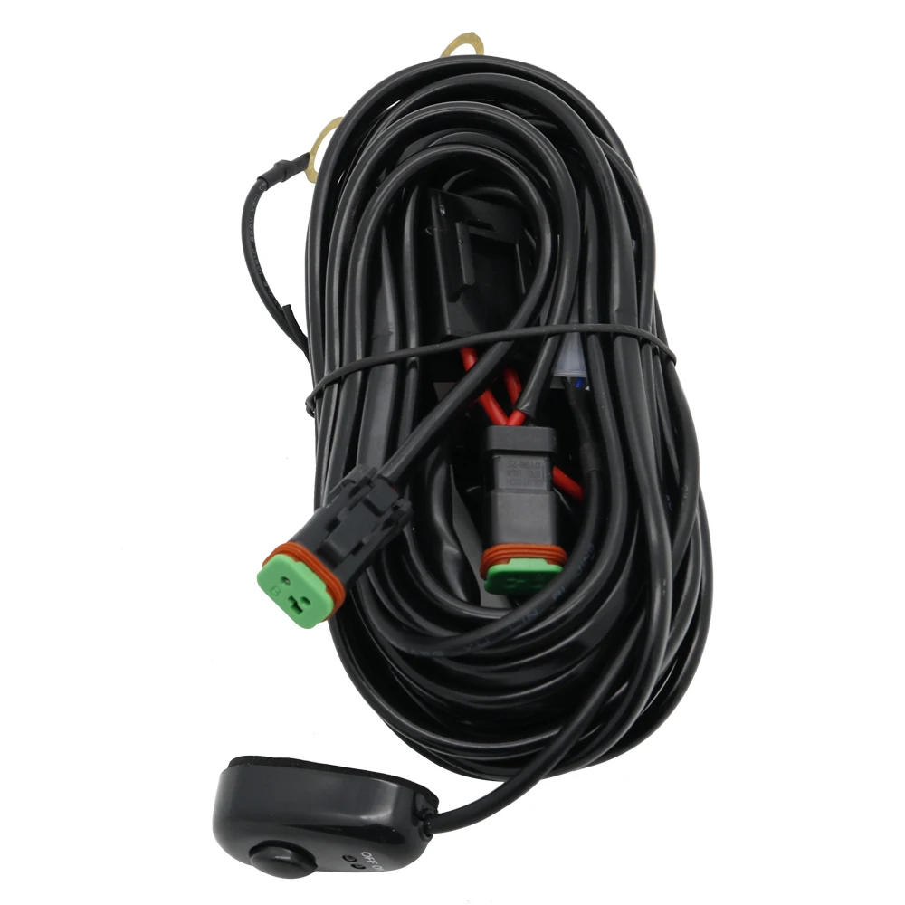 Durable Car Auto Led Work Lamp Driving Lights Wiring Harness Offroad Led Light Bar Wire Cable 12v 24v Switch Relay Kit (13)