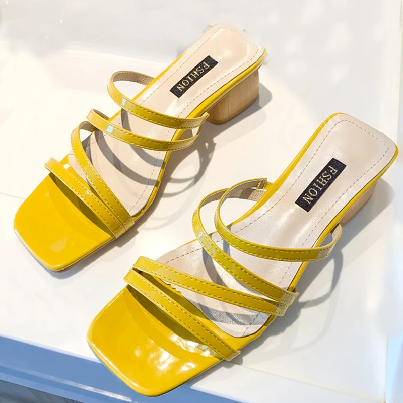 

Summer Women Slippers Narrow Back Open Toe Decor Shoes Female 2019 New Fashion Party Wedding Slides Women