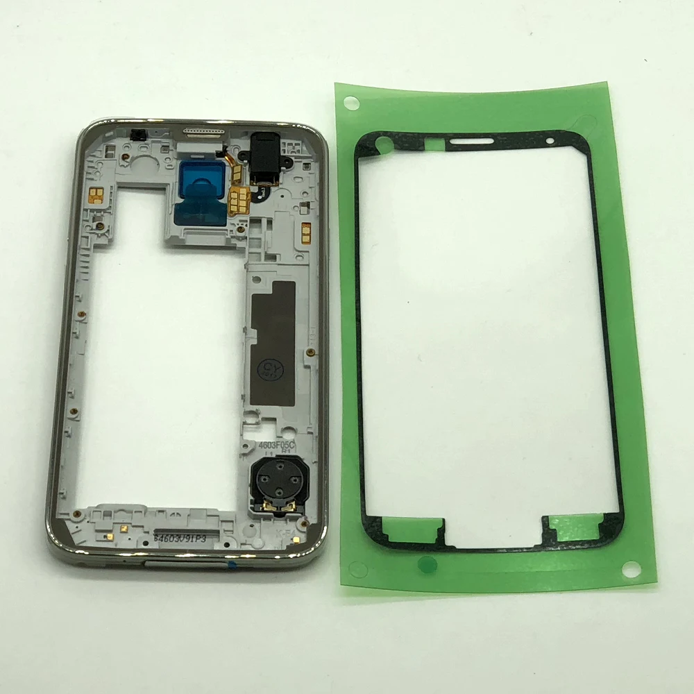 

Original Mid Middle Frame Plate Bezel Housing For Samsung Galaxy S5 G900H G900F G900FD dual sim silver gold color with sticker