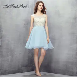 Vestido Fiesta Noche Elegante с круглым вырезом с Бисер линия Мини Короткие Тюль Формальные Элегантные платья Для женщин Вечеринка платье для