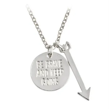 

Wholesale 20pcs/lot Be Brave and Keep Going Necklace With Arrow Pendants Gold/Silver Plated For Women&Men