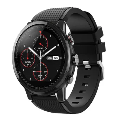 Для смарт-браслета Amazfit Stratos 2 2 s smart watch ремень силиконовые браслеты браслет ремень для xiaomi huami amazfit ремешок для samsung S3 - Цвет: black