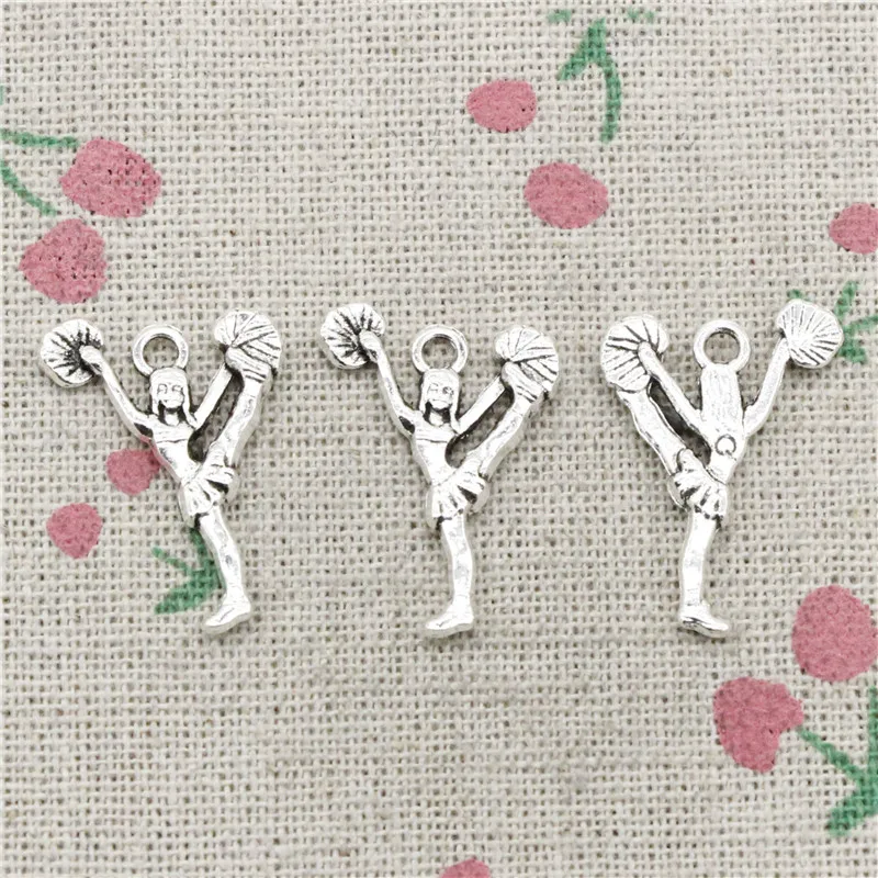 30 قطع سحر المصفقين الهتاف الرقص 26*17 ملليمتر التبتية الفضة خمر المعلقات لصنع المجوهرات DIY سوار قلادة
