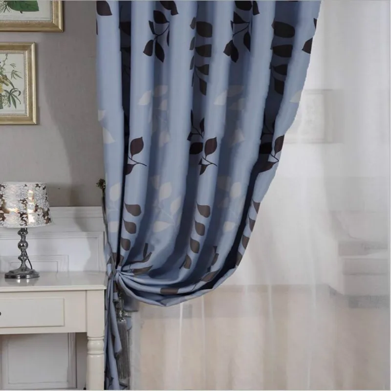 Blue color blackout curtains for Bedroom,Window Curtains For Living
