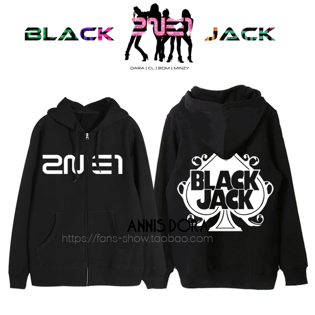 2ne1 Black Jack 21 Logo Zip Hoodie