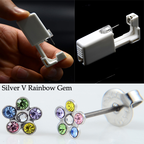 Disposable Device Machine Tools Piercing NO PAIN Safety Sterlised Easy Ear Piercer Sterile Bezel Dasiy Flower Ear Stud