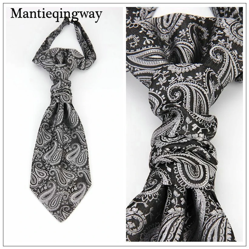 Mantieqingway классические полиэфирные галстуки для мужчин с двойным горлом черный