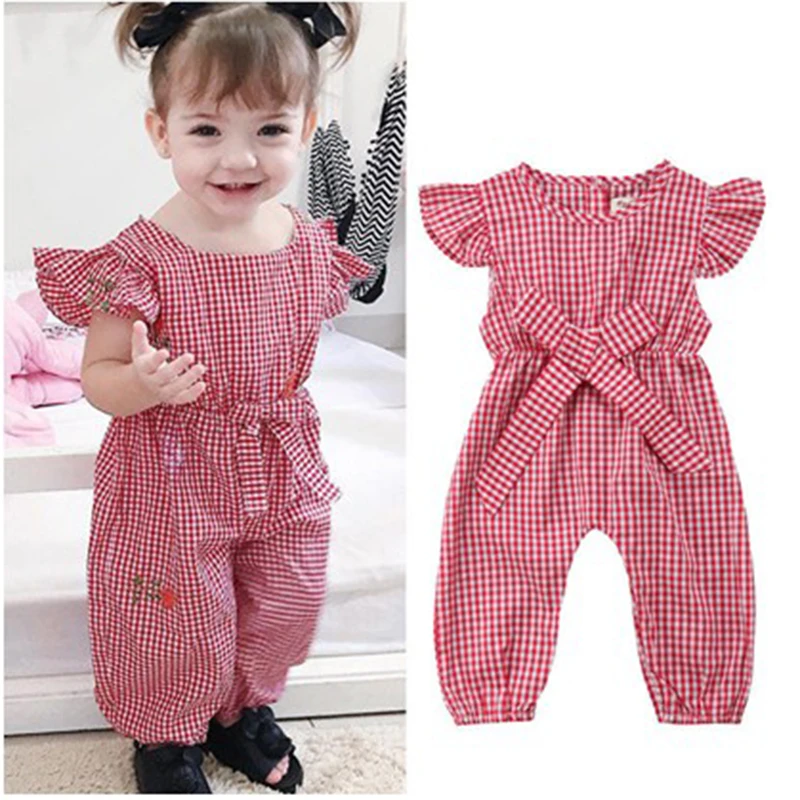 

CYSINCOS New Toddler Torridity Newborn Kid Baby Girls Infant Plaid Romper Jumpsuit Checked Clothes Outfit Backless Sunsuit