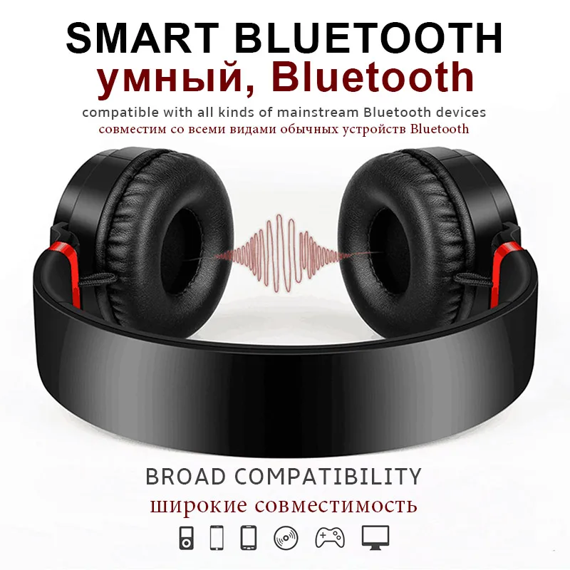 Picun P6 Bluetooth Wireless Headphones with Mic Support TF Card Mp3 & FM Radio Foldable Gaming Headset for Iphone xiaomi sony PC