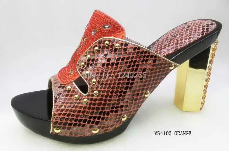 Women crystal rhinestone platform high heel shoes MS4103 ORANGE-in Women's Pumps from Shoes on 
