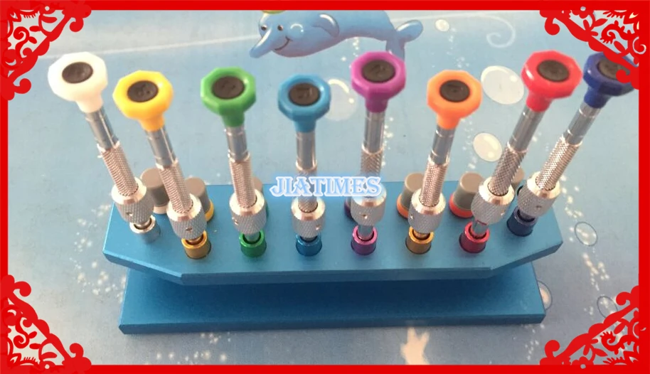 New 8pcs High Quality Metal Watch Screwdriver Set with Screwdriver Booster Comes in a Metal Stand