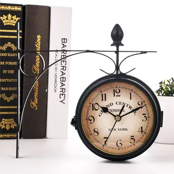 

European-style Classic Wall Clock Double Sided Vintage Retro Home Office Decor