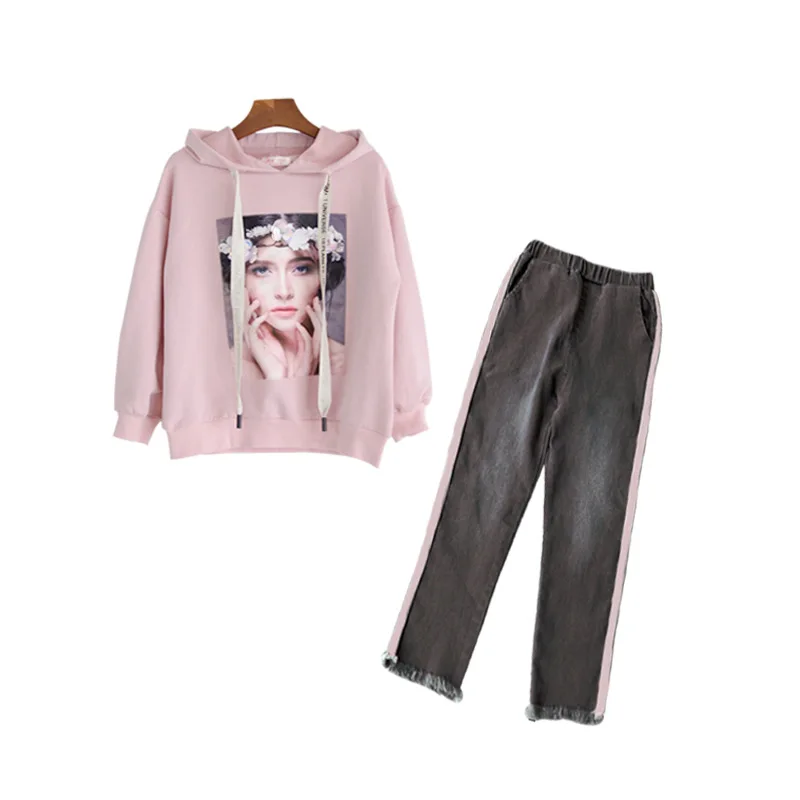 

Girls Clothing Sets Teens T Shirt + Jeans Autumn Suit Kids Sport Suit Baby Girl Cartoon 2Pcs Sets Teenage Girls Clothes CA216