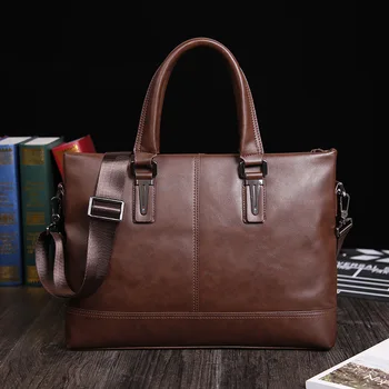 

Business Mens Leather Briefcase Bag Handbag Laptop Bag PU Leather Briefcases Office Bag Men Commuter Shoulder Bag maletin hombre
