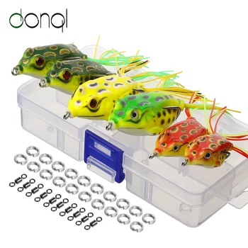 

DONQL 6pcs/Box Soft Fishing Lures Frog Baits Kit 6g 9g 13g Double Hooks Topwater Ray Frog Artificial Minnow Fishing Baits Set