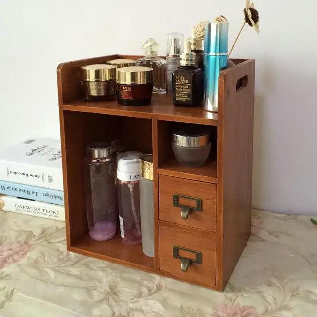 Office Storage Box Drawer Shelves Wooden Furniture Table Small