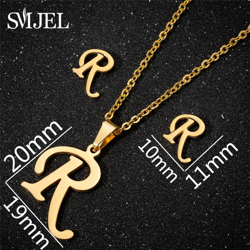 SMJEL, заказное A-Z ожерелье с подвеской в виде буквы алфавита, Золотая цепочка, оригинальное ожерелье с подвеской для женщин, ювелирные изделия - Окраска металла: R