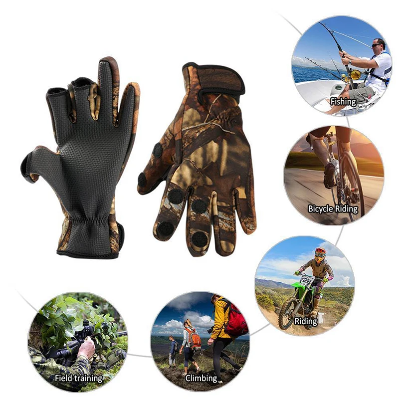Перчатки для рыбалки Для мужчин 3 полуперчатки дышащий Водонепроницаемый противоскользящие перчатки неопрен& PU спортивная езда на велосипеде, Перчатки Походные