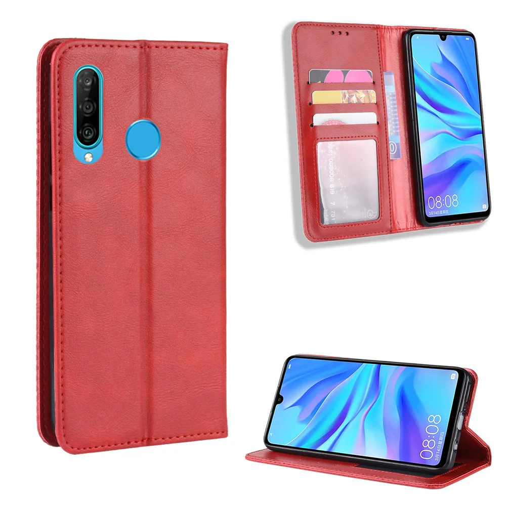 huawei snorkeling case Sang Trọng Retro Da Slim Flip Cover Huawei P30 Lite Ốp Lưng MAR-LX1M MAR-LX2J Ví Thẻ Đứng Từ Quyển Sách Bao Da Ốp Lưng Điện Thoại huawei phone cover