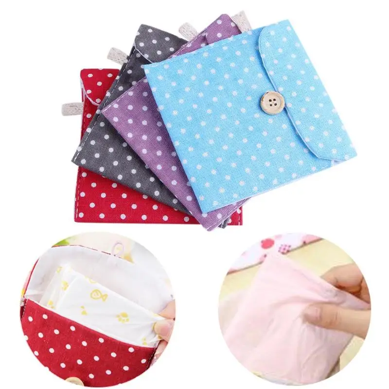 Portable Sanitary Napkin Pads Storage Bag Cotton Linen Dot Sanitary Portable Sanitary Napkin Pads Storage Bag Cotton Linen Dot Sanitary
