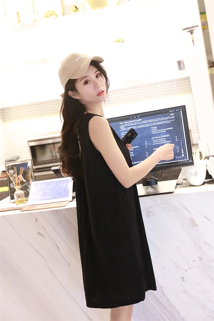 Nursing Dress Summer loose Maternity Dresses Sleeveless Pregnancy Dress for Pregnant Women Daily Home Wearing Maternity Clothes (14)