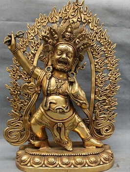 

Antique bronze Pure Copper Brass 19 " Tibet bronze budismo Joss Vajrapani Mahakala de buda escultura