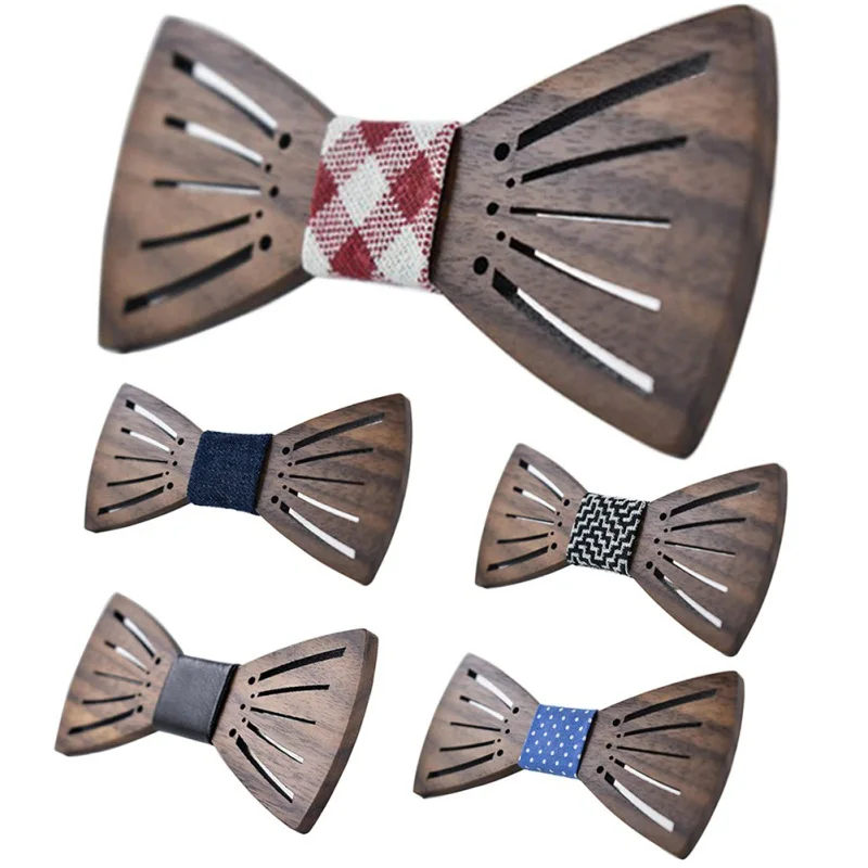 Wedding Adult Bow Tie Carving Angel Wings Wooden Bow Tie Accessories Wood Butterfly Wedding Party Decoration Carving