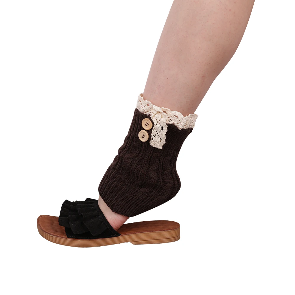 Скрученные пуговицы покрытия для ног наколенники осенне-зимние модели сапог вязаные теплые кружевные носочки Короткие Теплые носочки для