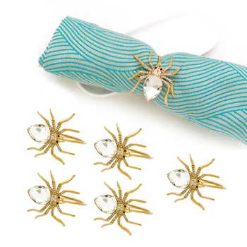 

TAI Top TAI Top 6pcs Rhinestone Spider Napkin Rings for Wedding Christmas Party Animals Napkin Holder Serviette Towel Buckle