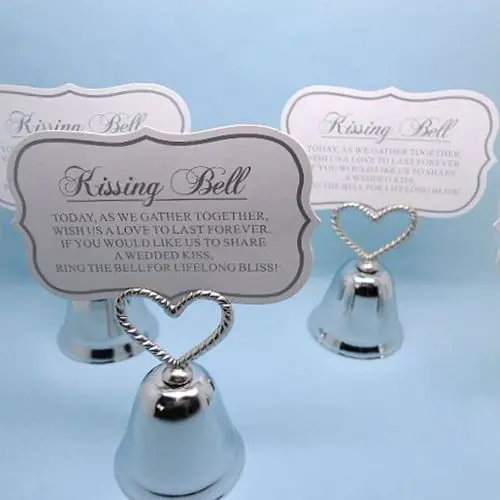 Free-shipping-50pcs-lot-Christmas-party-favor-Kissing-Bell-Place-Card-Holders-in-silver-or-golden