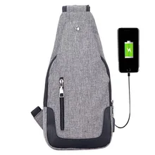 Для мужчин груди брезентовый мешок простая сумка для отдыха USB зарядки сумка дышащий личность груди мешок