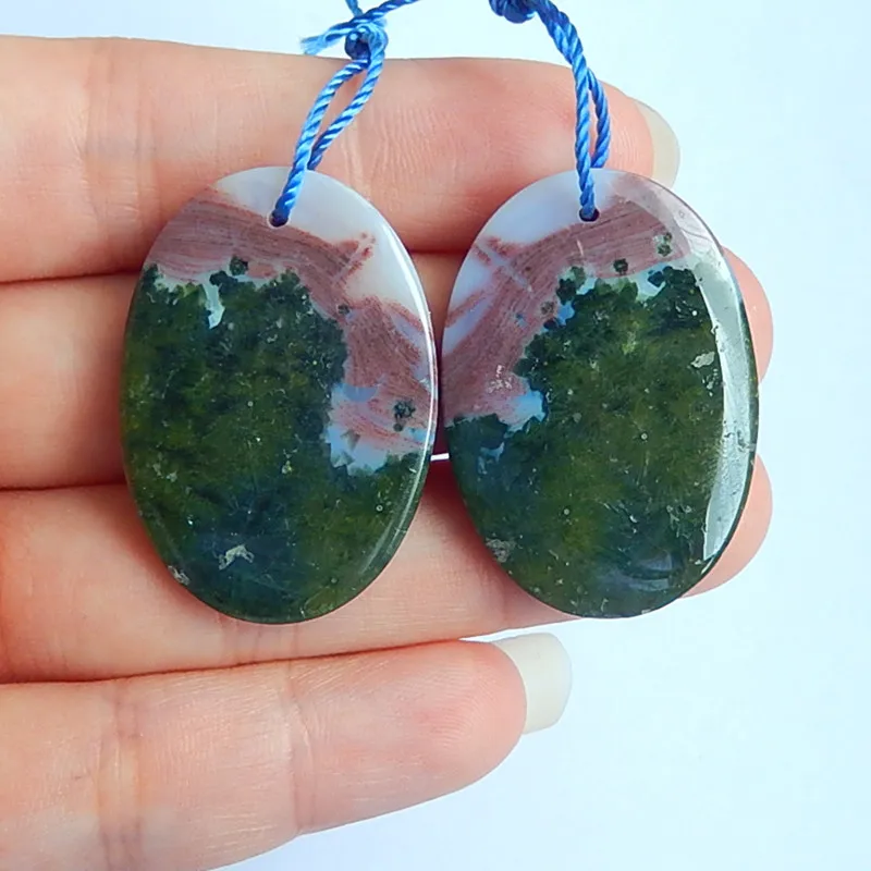 

Wholesale gemstone,Birthday gift,Natural Gemstone,Ocean Jasper fashion woman Earring pair,30x10mm,7.4g