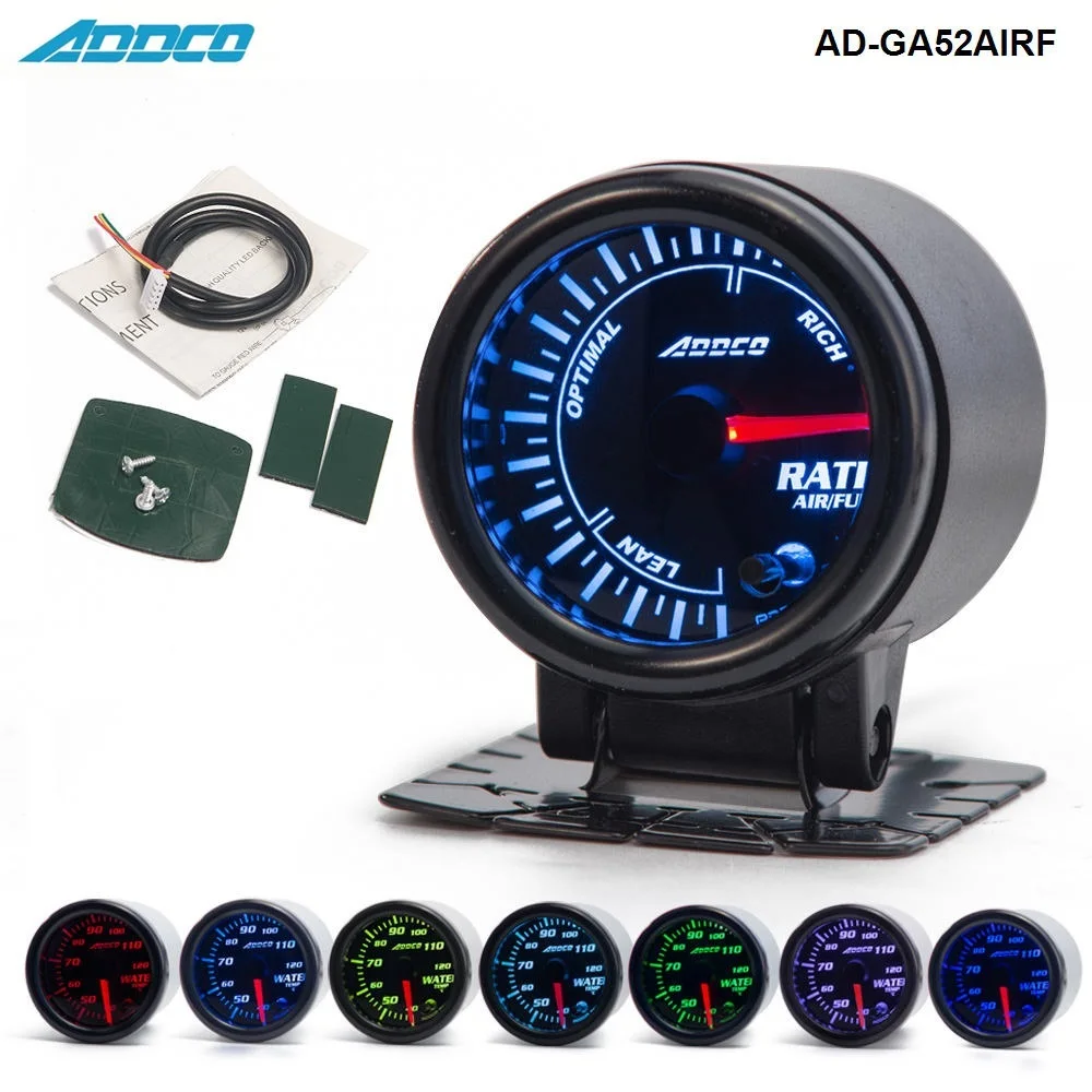 

Auto 2" 52mm 7 Color LED Smoke Face Car Auto Air Fuel Ratio Gauge Meter With Holder Car meter Gauge AD-GA52AIRF