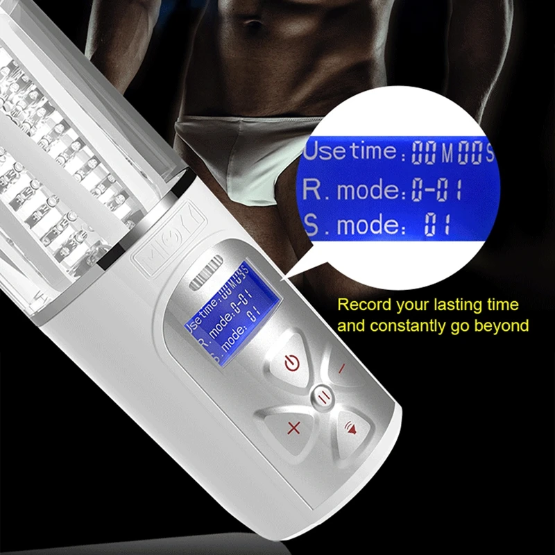 Electric Rotating Male Masturbator Sex Moan Interaction Sex Machine Lasting Training LCD Display Cunt Vagina Sex Toys for Men