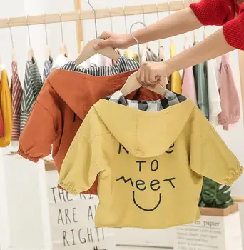 

2019 spring baby double-sided wearing Korean version of two-sided wearing hooded children's jacket boys and girls casual jacket