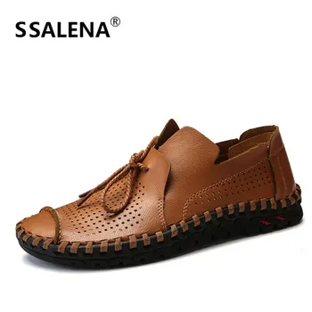 

Men Summer Hollow Mesh Loafers Outdoor Breathable Soft Leather Casual Shoes for Male Fashion Handmade Flats Shoes AA11562