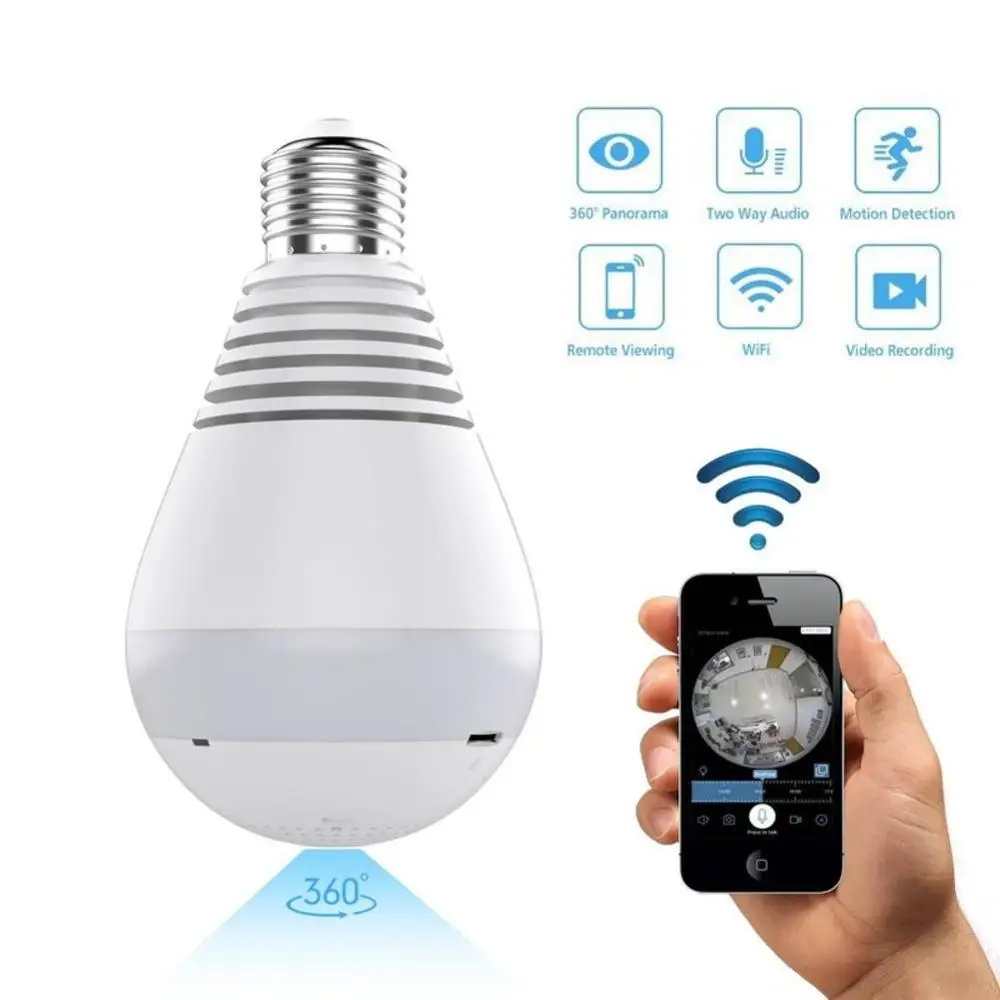 

Security Mini Wifi Camera 360°HD Wifi Bulb IP Camera Panoramic Home Security Cam Light LED Hot