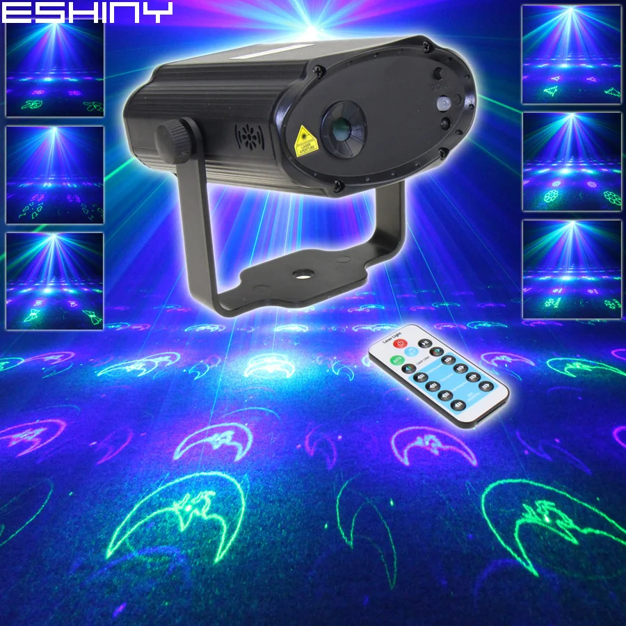 

ESHINY Remote MINI Blue Green Laser 12 Christmas Patterns Projector DJ Dance Disco Bar Family Party Stage Effect Light HBX12