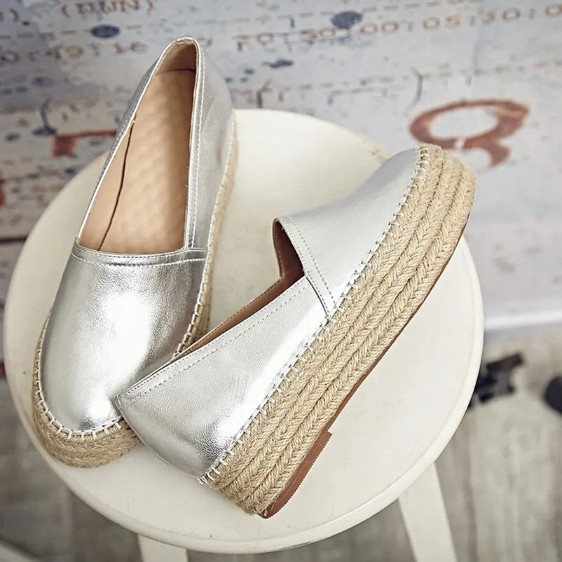 silver women flats