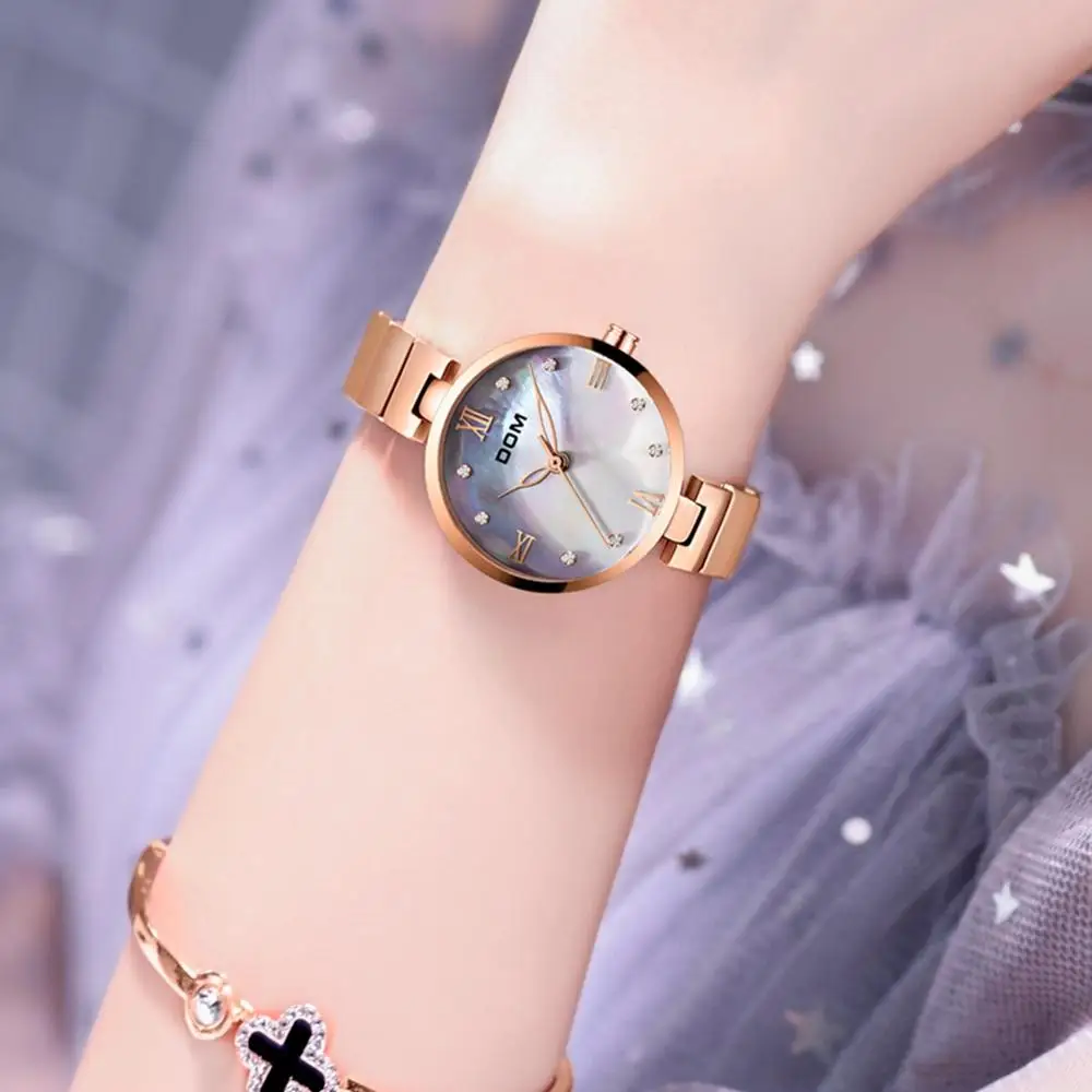 Fashion Women Watches Best Sell Star Sky Dial Clock Luxury Rose Gold Women's Bracelet Quartz Wrist Watches New G-1267G-7M