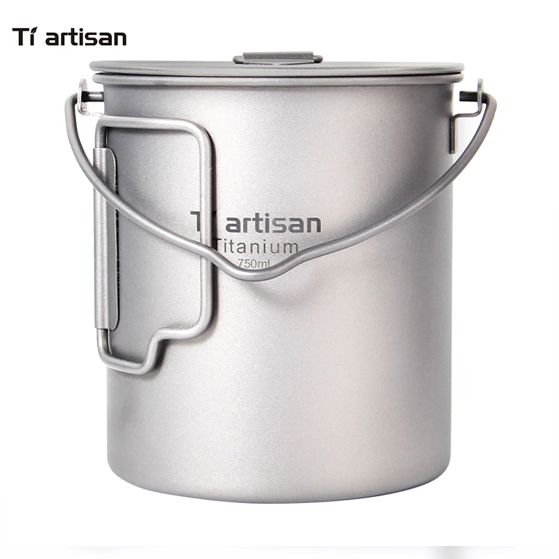 

Tiartisan Home & Garden Cooking Pot 750ml Titanium Hanging Pot Ultralight Cookware Pot with Lid