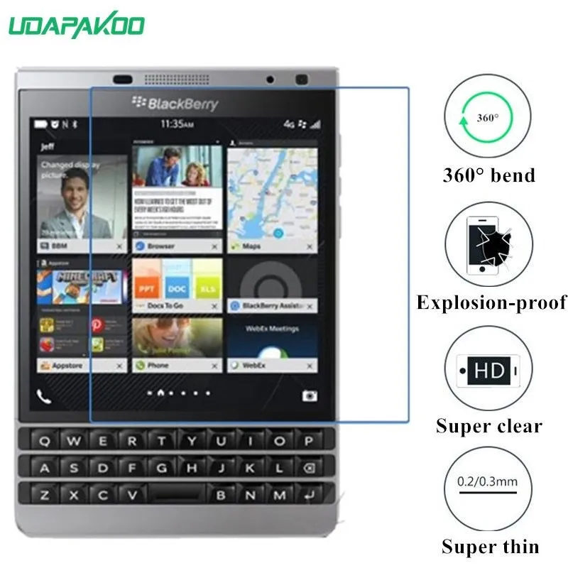 

udapakoo clear Tempered soft glass film for Blackberry Passport Silver Edition/Pa Nano Explosion-proof glass Screen Protector