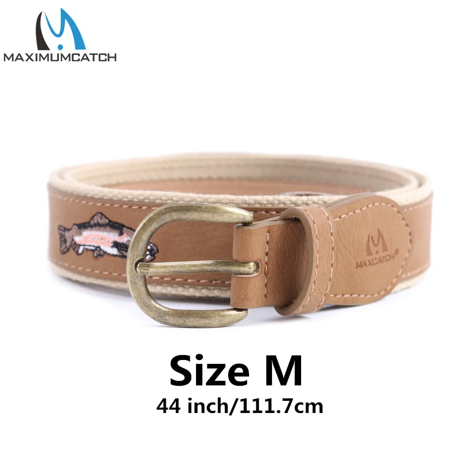Maximumcatch кожаный и нейлоновый рыболовный ремень с рисунком форели Maxcatch сувенир рыболовный пояс рыболовный аксессуар подарок - Цвет: Size M