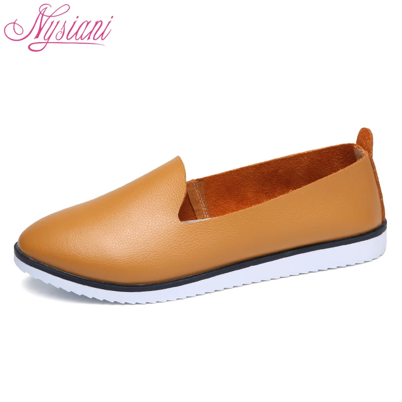 Koop 2018 Split Lederen Oxford Platte Schoenen Voor Vrouwen Nieuwe Lente Slip on Ronde Teen College Casual Mode Dames Lui loafers Nysiani