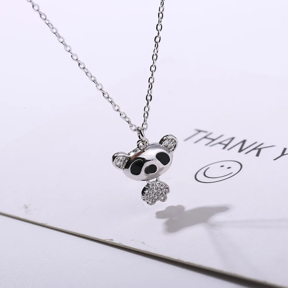 

YUN RUO Elegant Micro Pave Cubic Zircon Panda Pendant Necklace Rose Gold Color Fashion Jewelry Birthday Gift Woman Drop Shipping