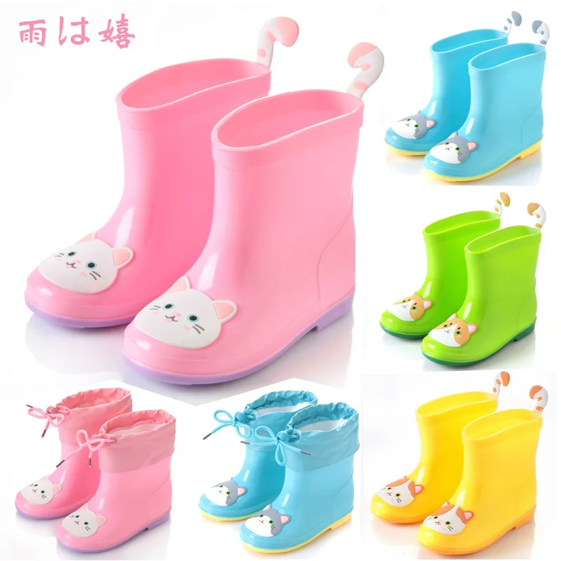 

Baby Boots Kid Rain Boots With Cartoon Printing Girls Children Rain Shoes Bow Waterproof Child Rubber Boots Infant shoes