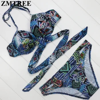 

ZMTREE Print Biquini Woman Bikini Set 2017 New Beach Bathing Suit Push Up Bikini Swimwear Bandage Maillot De Bain Sexy Swimsuit